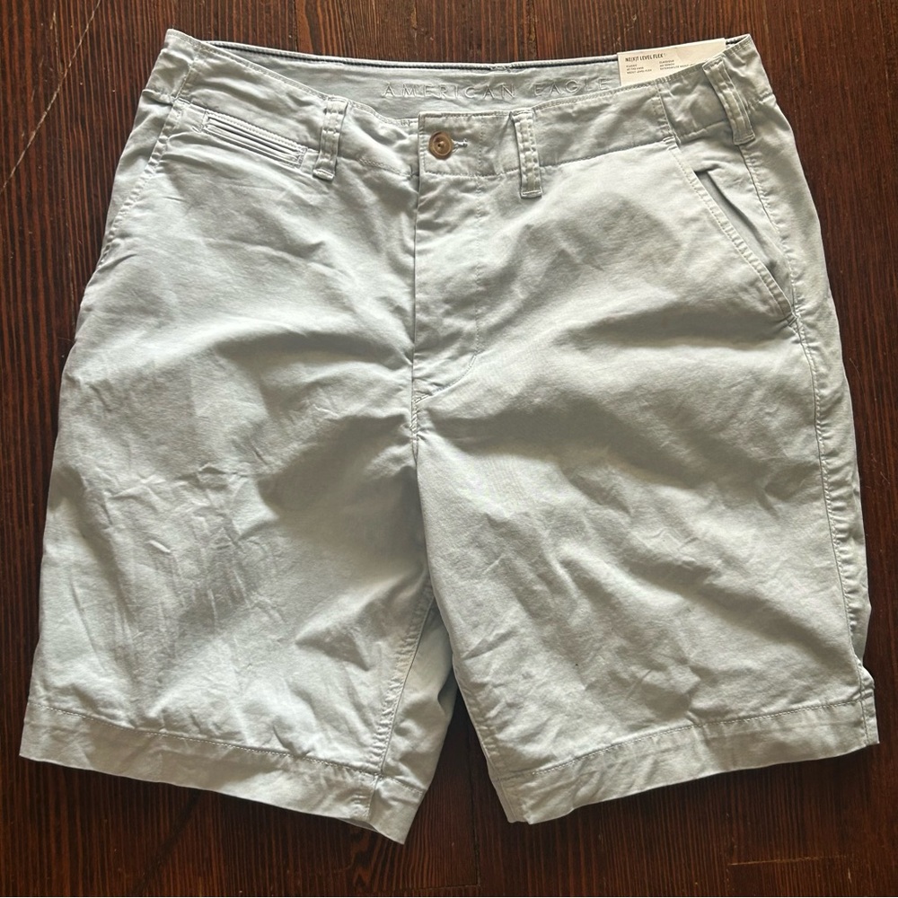 American Eagle Outfitters / men's flat-front chino shorts light blue size 33
